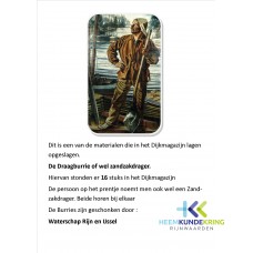 Zandzakdrager met tekst